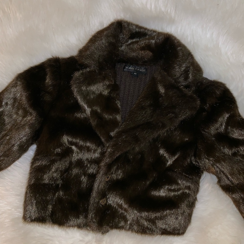 Brown faux fur cropped jacket